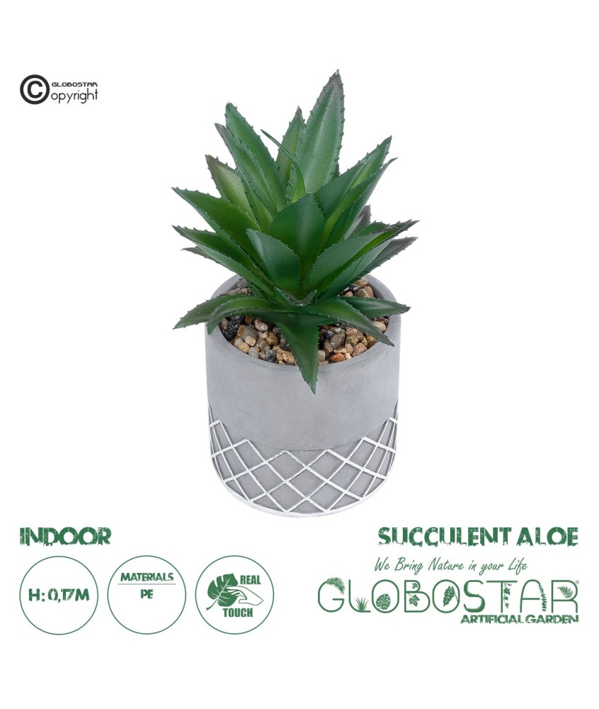 GloboStar® Artificial Garden SUCCULENT ALOE 21096 Διακοσμητικό Φυτό Παχύφυτο Αλόη Υ17cm